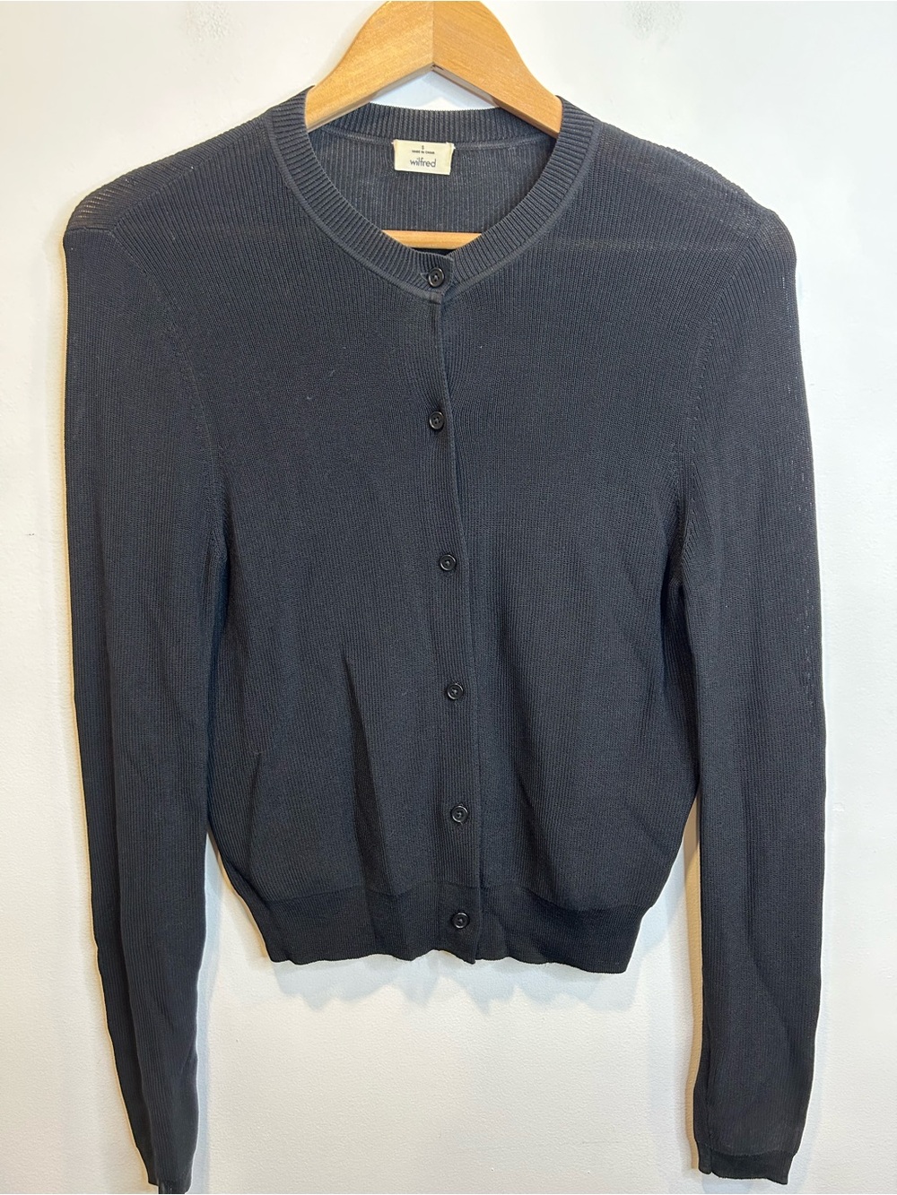 Aritzia Wilfred Knit Button Up Cardigan Sweater Black